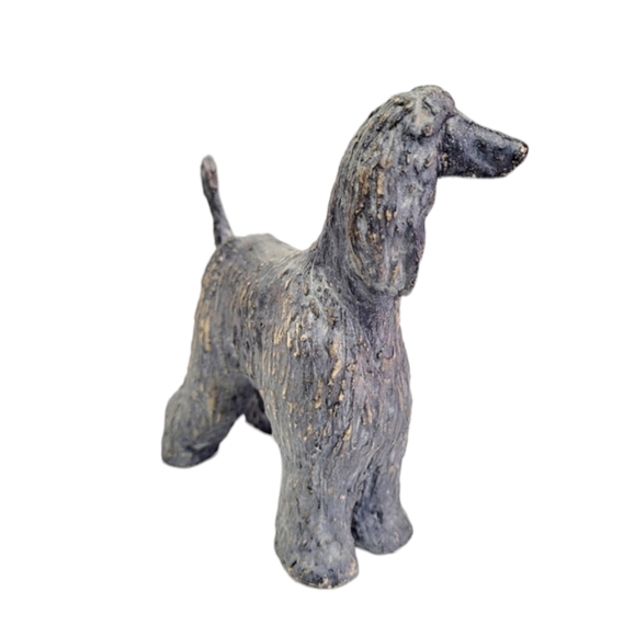 Vintage? Solid Clay Afganhound Dog Sculpture by Unknown Artist - Picture 4 of 11